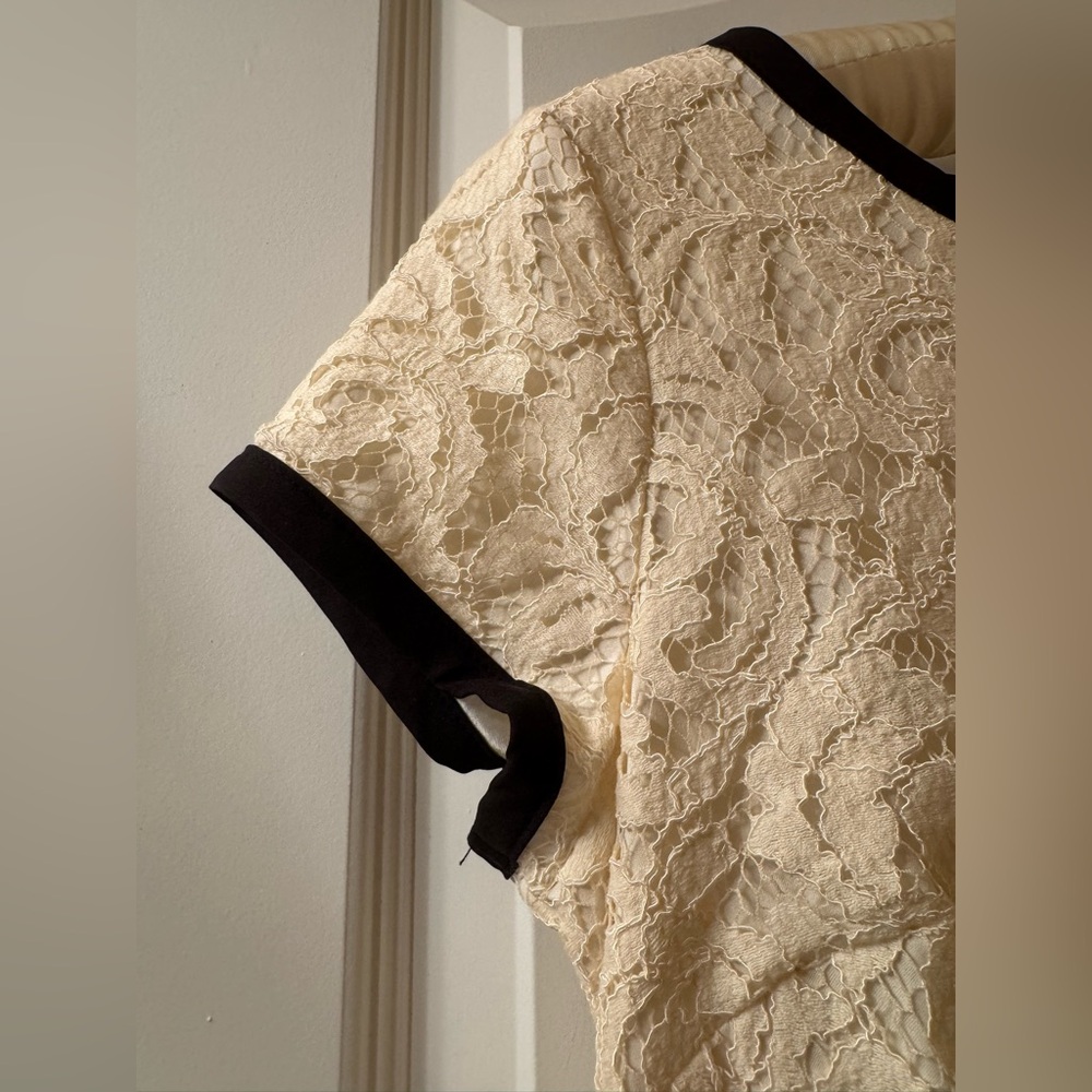 NWT Ann Taylor Elegant Two-Tone Black and Cream Lace Dress - Picture 4 of 16